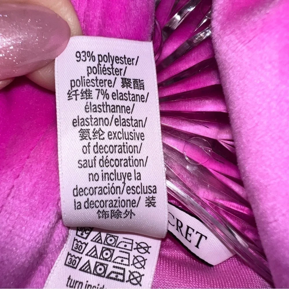 Victoria Secret Sweater Women XXL Velvet Zip Up Pink Hooded Barbiecore B22
